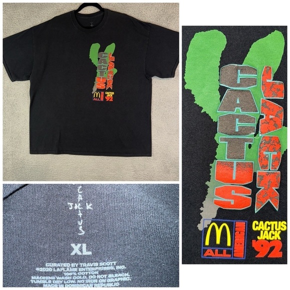 Travis Scott Cactus Jack Men’s Shirt Black XL McDonald's All American '92 Tee - Picture 7 of 11